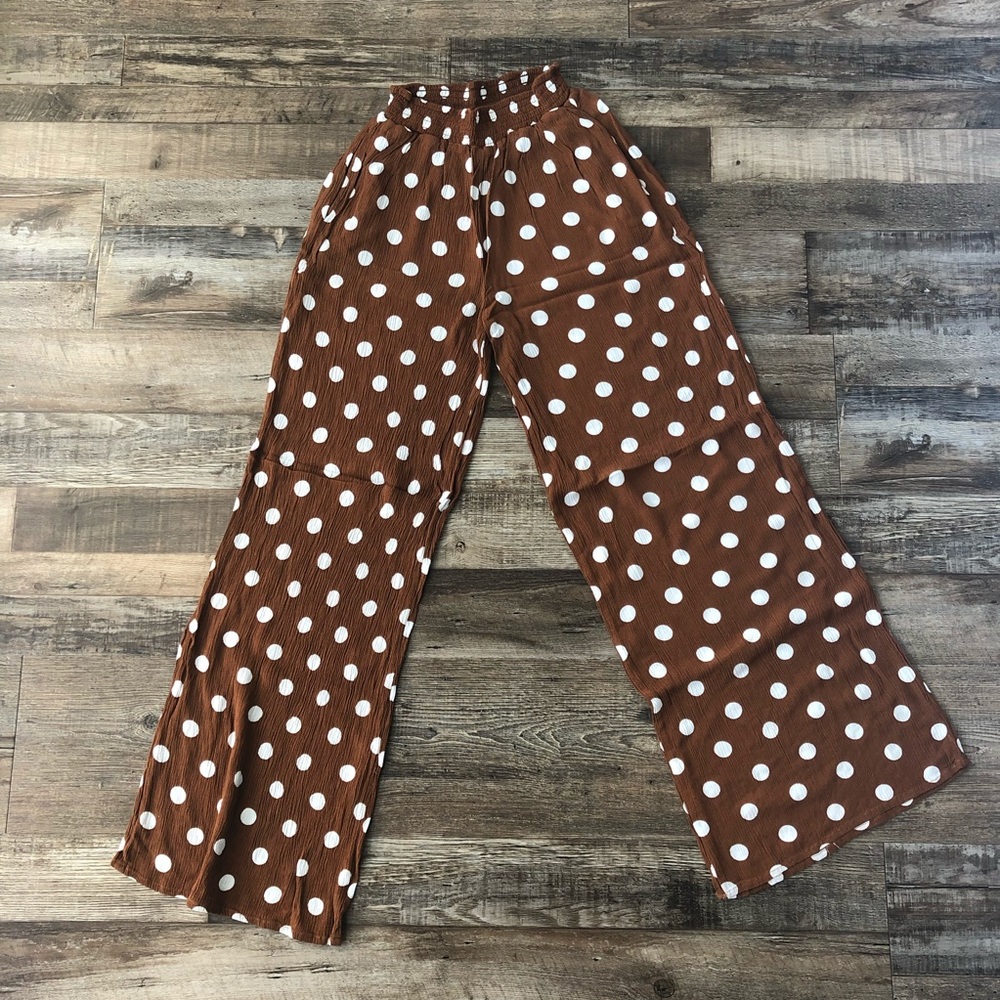 Burnt Orange Rust Polka Dot Palazzo Pants